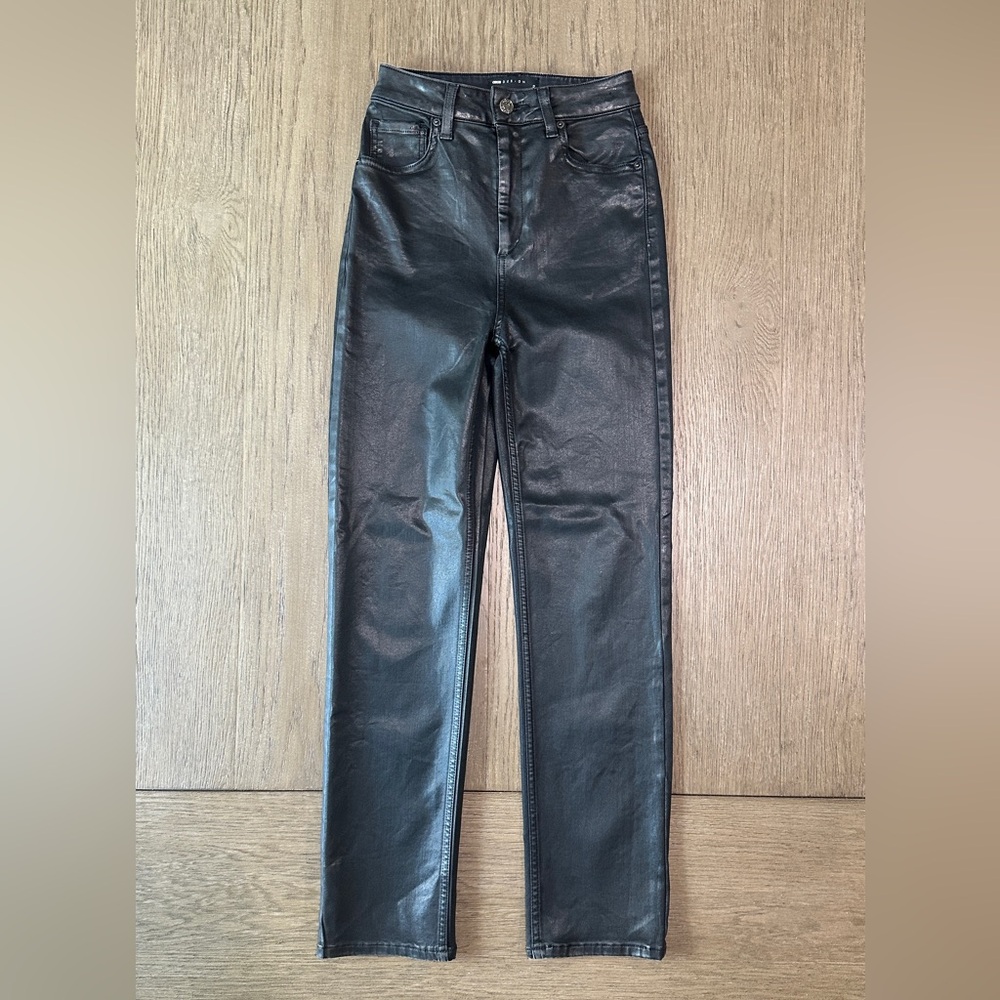 ASOS Black Faux Leather Straight Leg Pants Size Small 25/32 - Picture 4 of 7